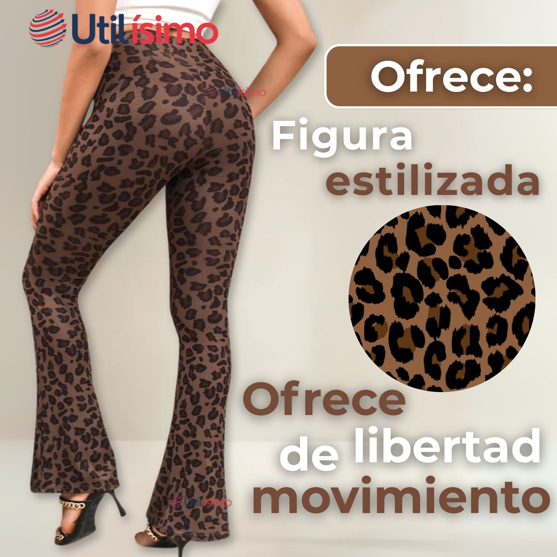 CALZA PALAZZO CON DISEÑO LEOPARDO POLAR TIRO ALTO MUJER LEGGINGS - 6