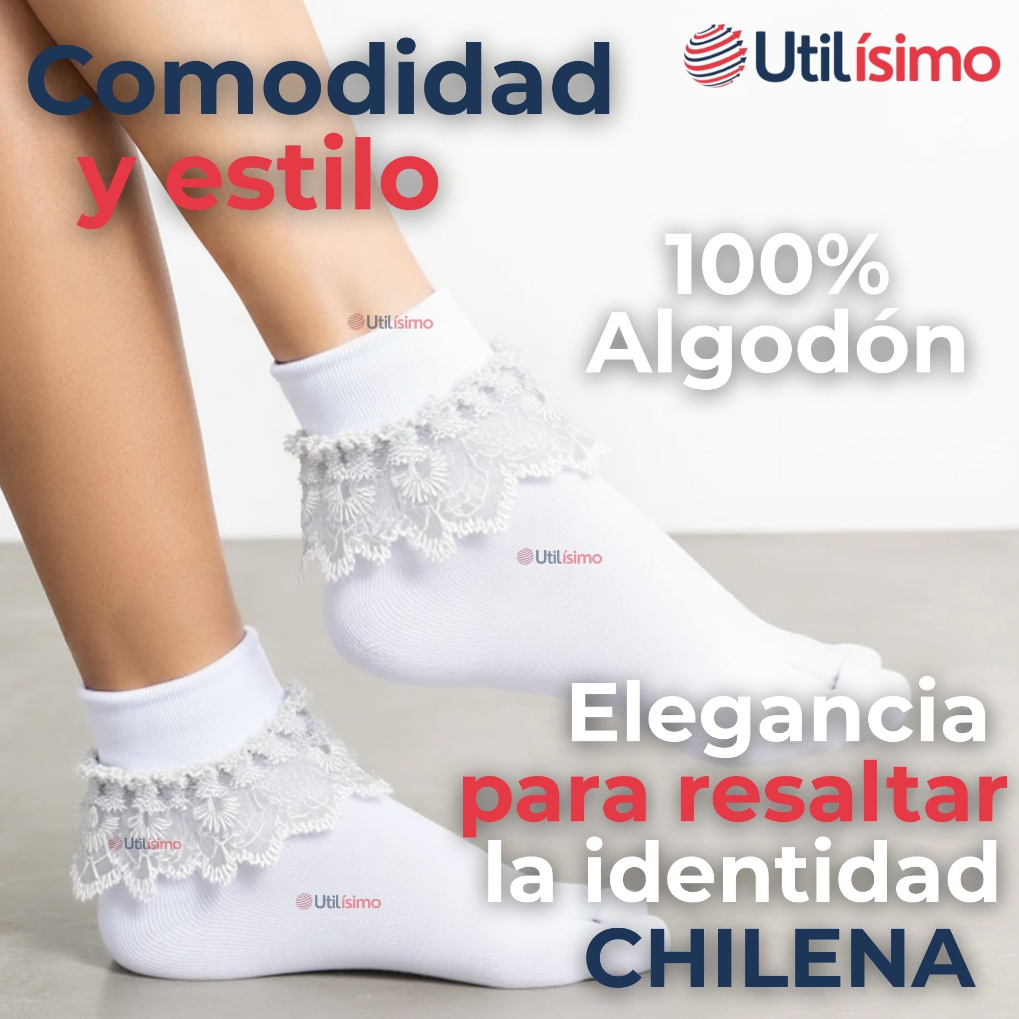 CALCETINES CON VUELO BLANCO NIÑA ALGODON FIESTAS PATRIAS - 2