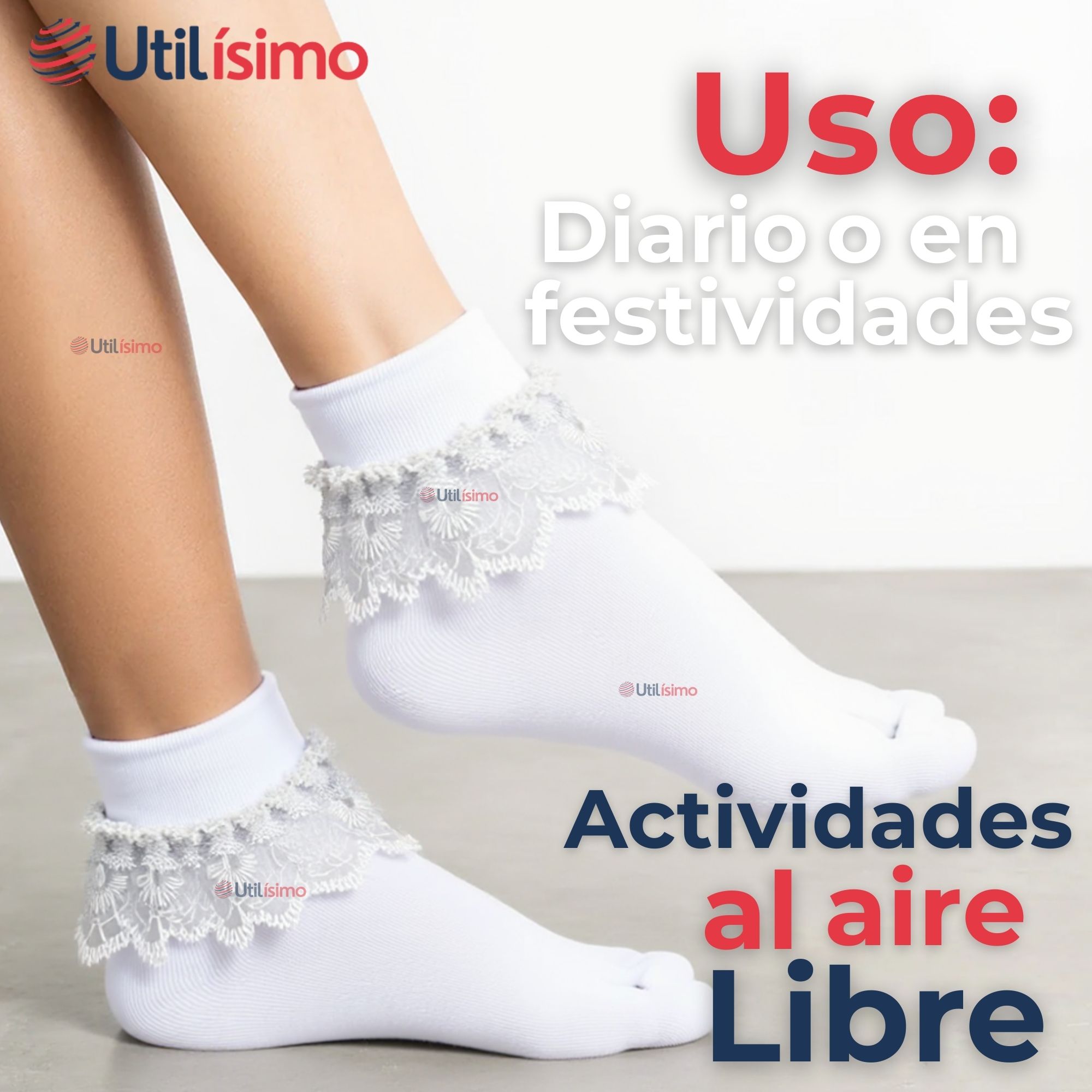 CALCETINES CON VUELO BLANCO NIÑA ALGODON FIESTAS PATRIAS - 6