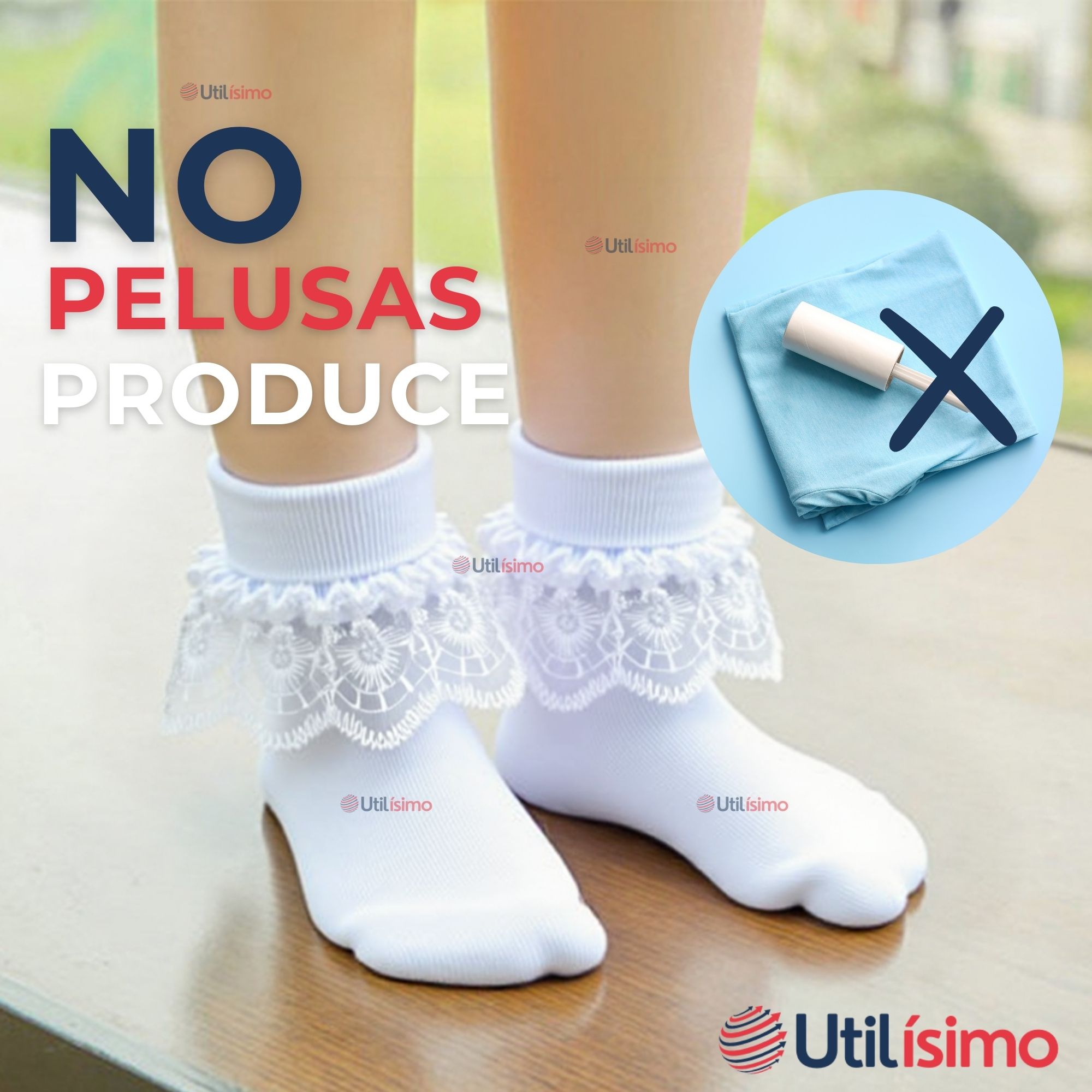 PACK 6 CALCETINES CON VUELO BLANCO NIÑA ALGODON FIESTAS PATRIAS - 9