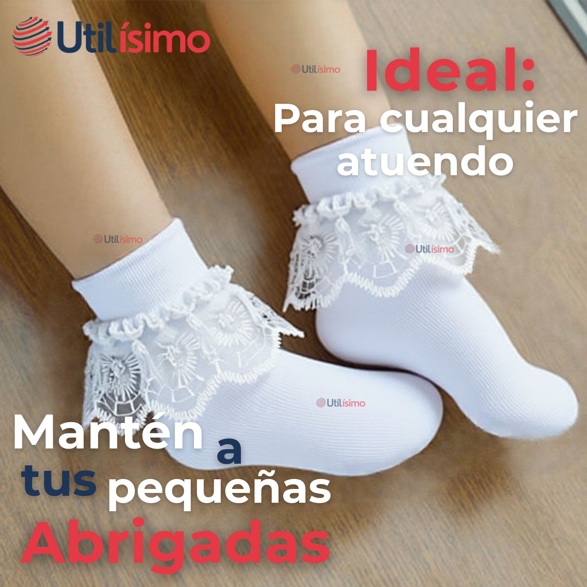 PACK 3 CALCETINES CON VUELO BLANCO NIÑA ALGODON FIESTAS PATRIAS - 5