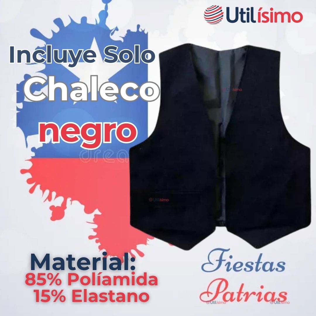 CHALECO BOLERO NORTINO NIÑO FIESTAS PATRIAS NEGRO - 2