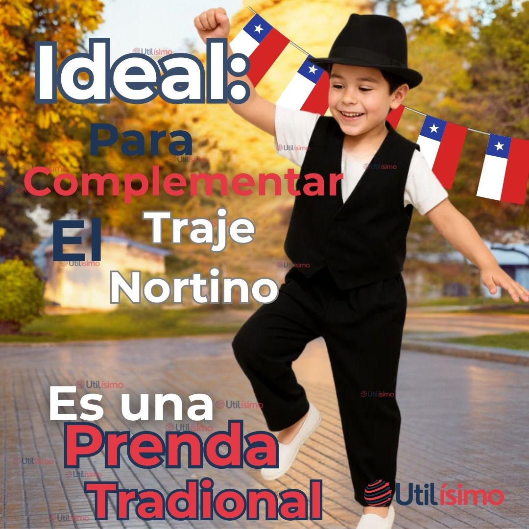 CHALECO BOLERO NORTINO NIÑO FIESTAS PATRIAS NEGRO - 4