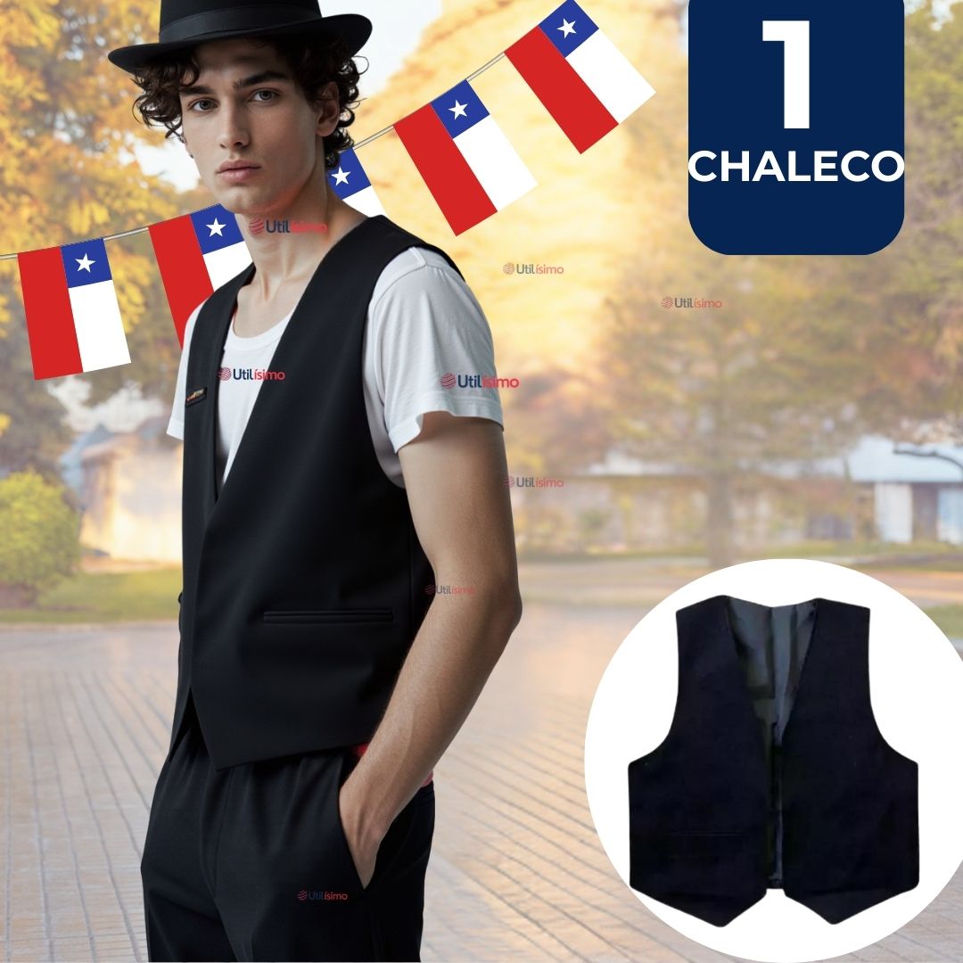 CHALECO BOLERO NORTINO NIÑO FIESTAS PATRIAS NEGRO - 1