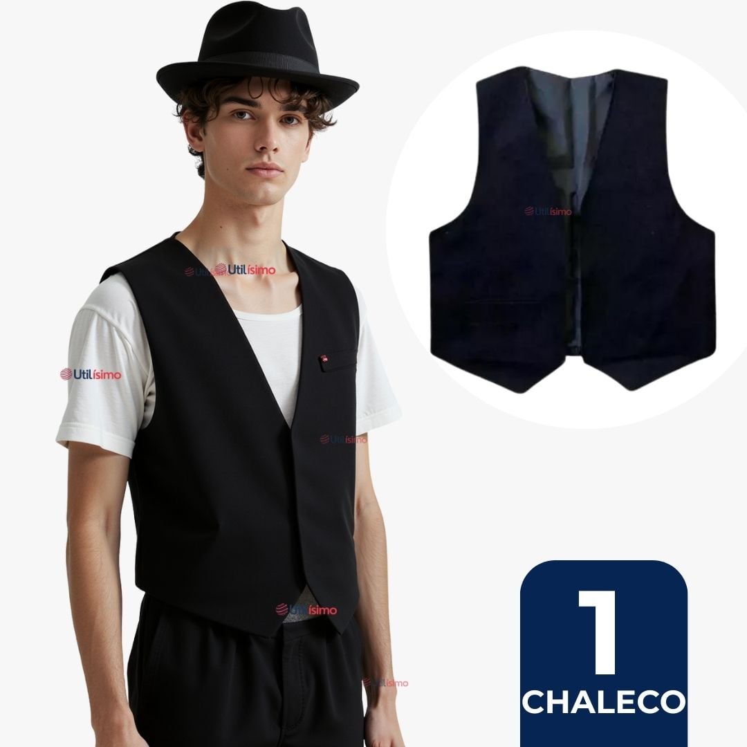 CHALECO BOLERO NORTINO NIÑO FIESTAS PATRIAS NEGRO - 1