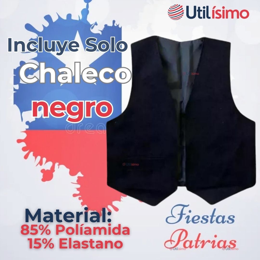 CHALECO BOLERO NORTINO NIÑO FIESTAS PATRIAS NEGRO - 2