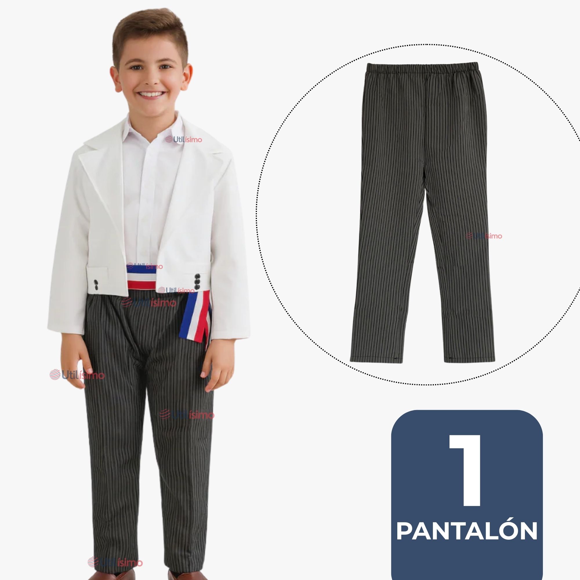 PANTALON HUASO GRIS CON RAYAS NIÑO FIESTAS PATRIAS - 1