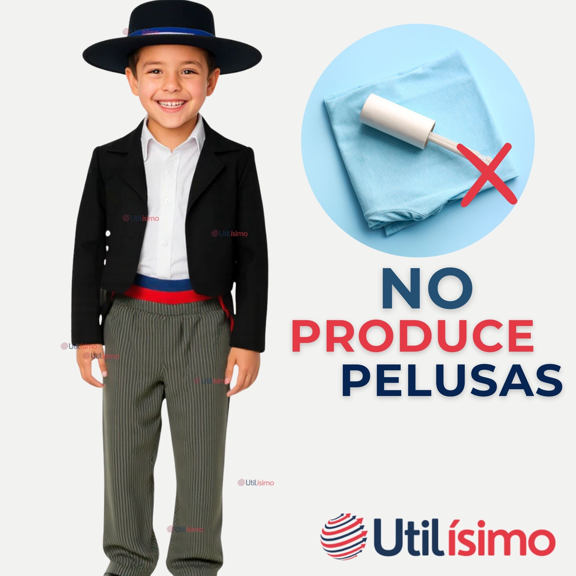 PANTALON HUASO GRIS CON RAYAS NIÑO FIESTAS PATRIAS - 2