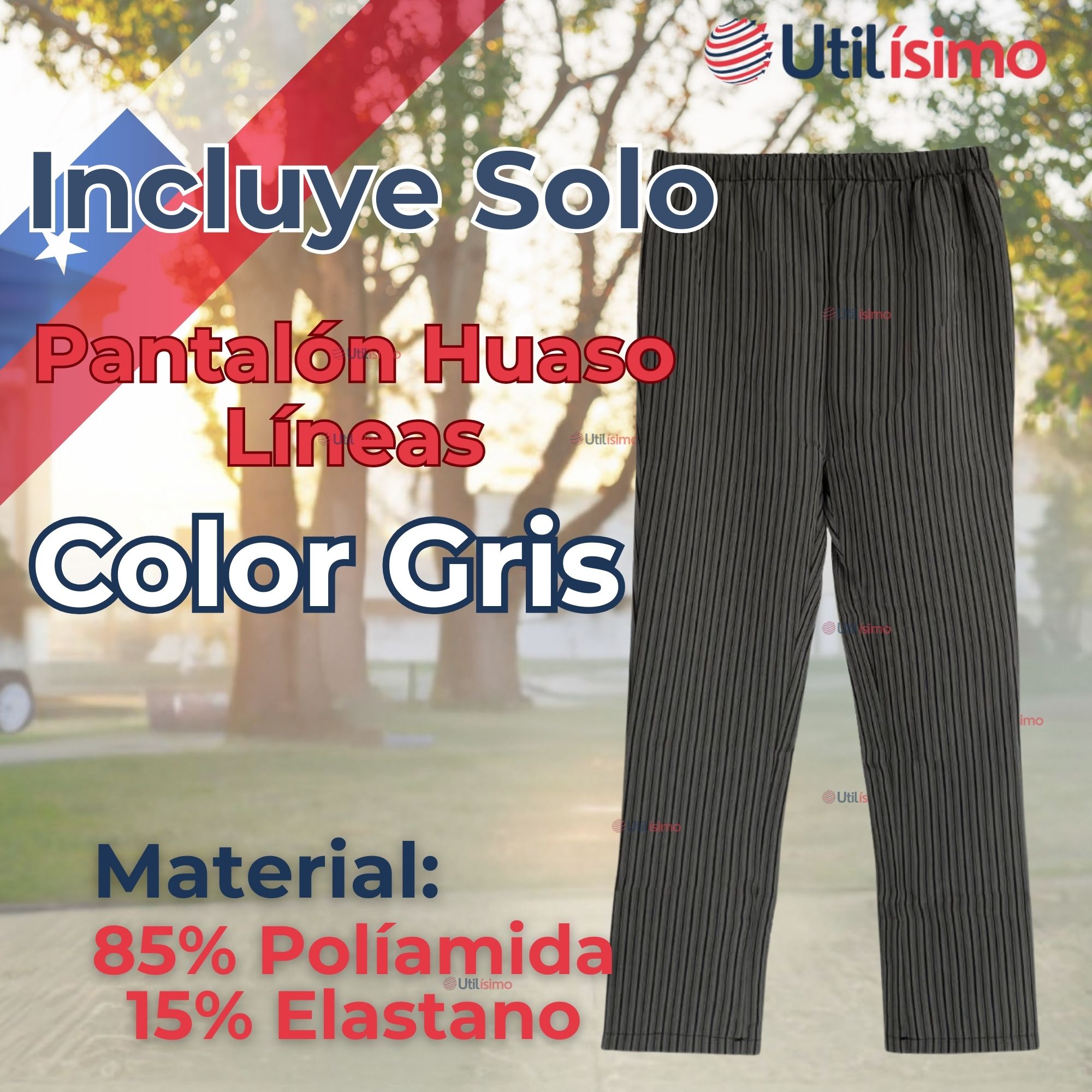 PANTALON HUASO GRIS CON RAYAS NIÑO FIESTAS PATRIAS - 3