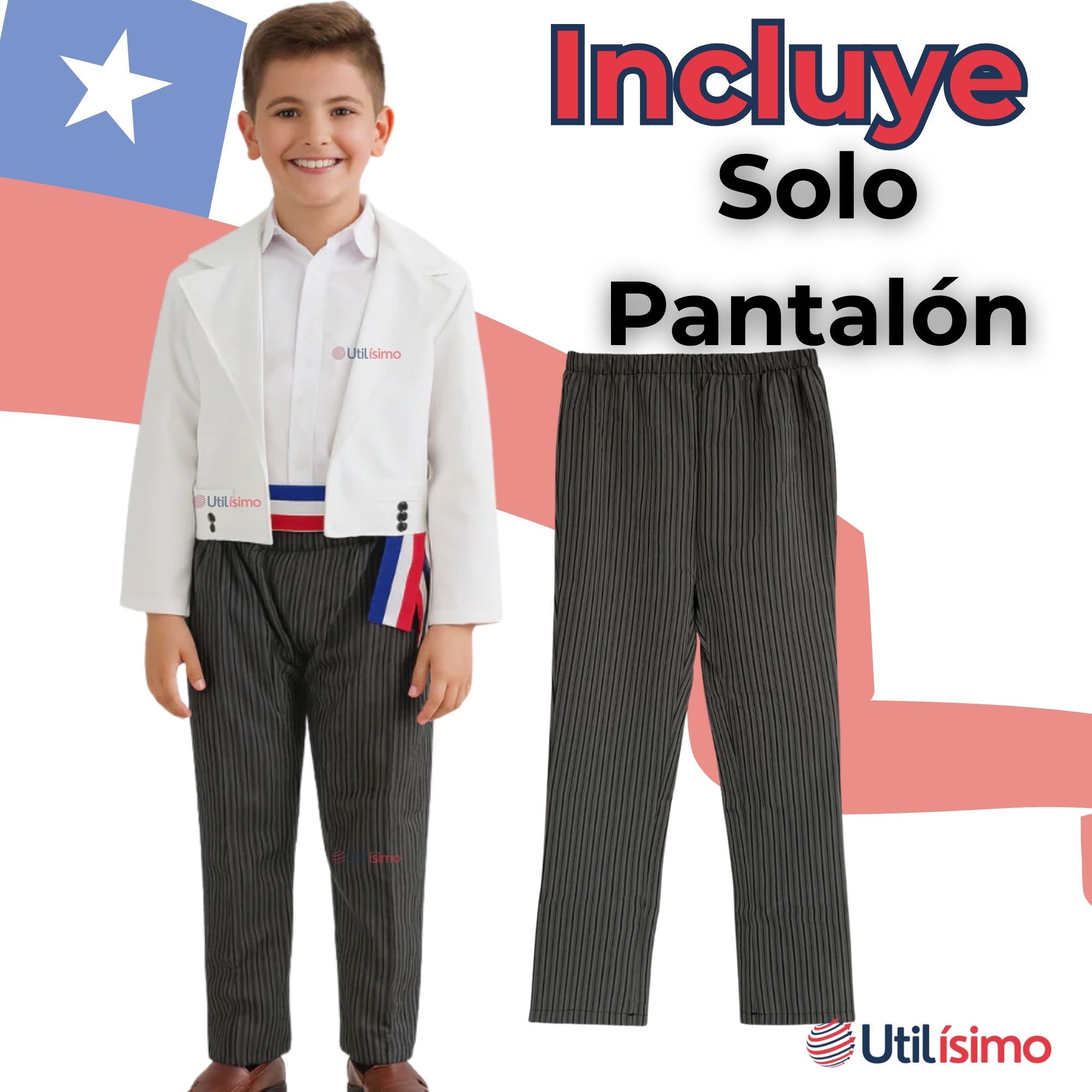 PANTALON HUASO GRIS CON RAYAS NIÑO FIESTAS PATRIAS - 6