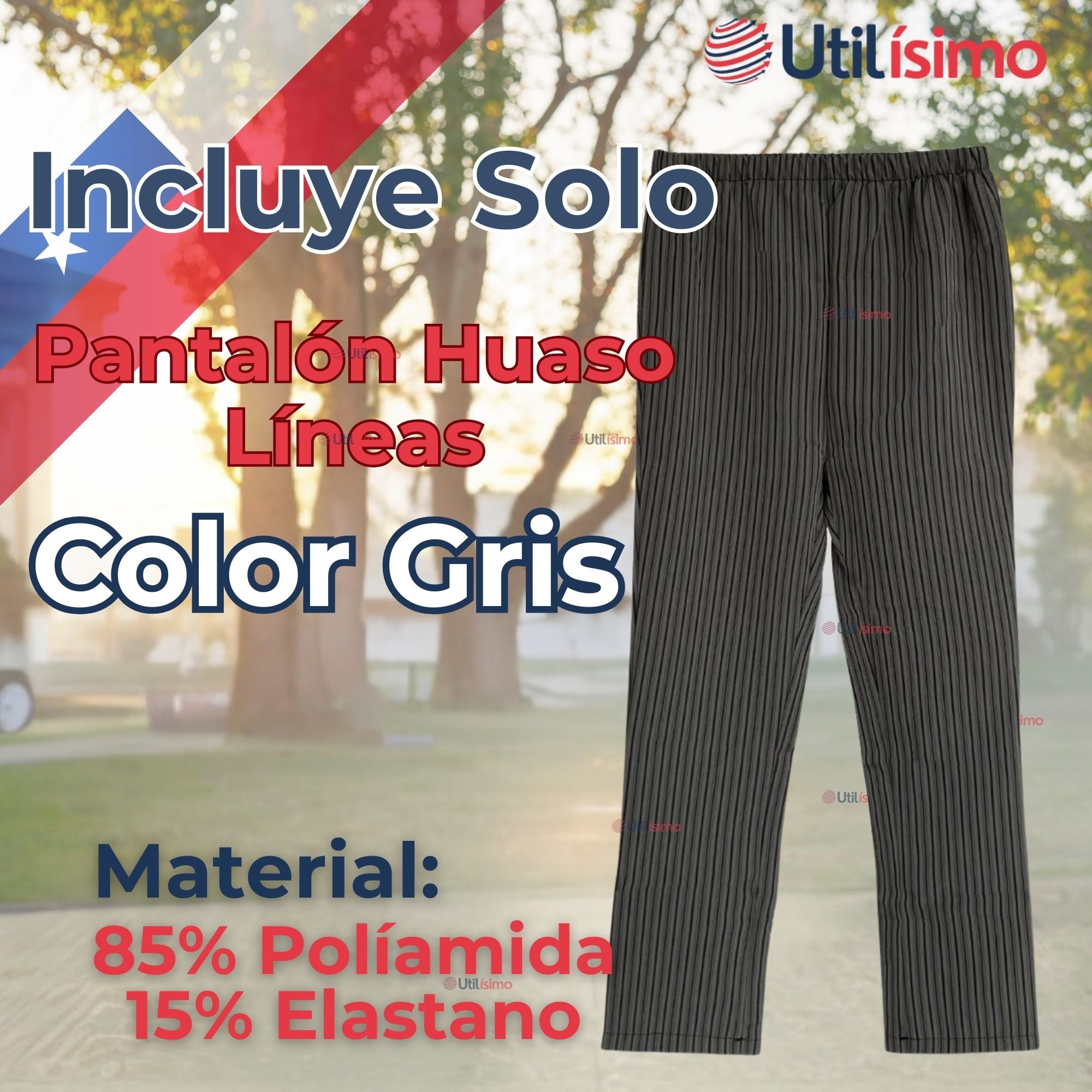 PANTALON HUASO JUVENIL GRIS CON RAYAS FIESTAS PATRIAS - 2