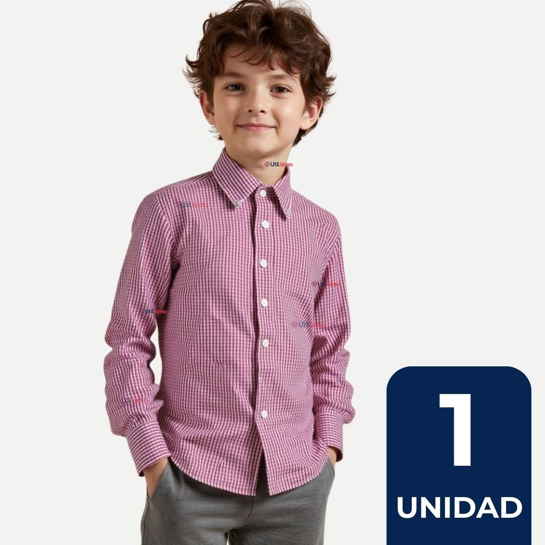 CAMISA HUASO CUADRILLE ALGODON NIÑO JUVENIL COLOR ROJO - 1