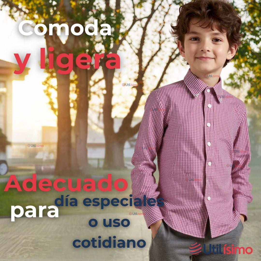 CAMISA HUASO CUADRILLE ALGODON NIÑO JUVENIL COLOR ROJO - 6
