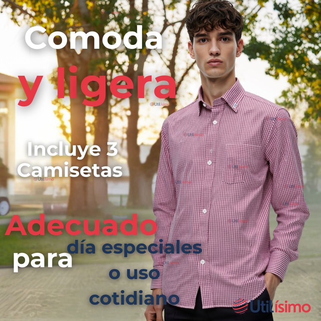 PACK 3 CAMISA HUASO CUADRILLE ALGODON NIÑO JUVENIL COLOR ROJO - 6