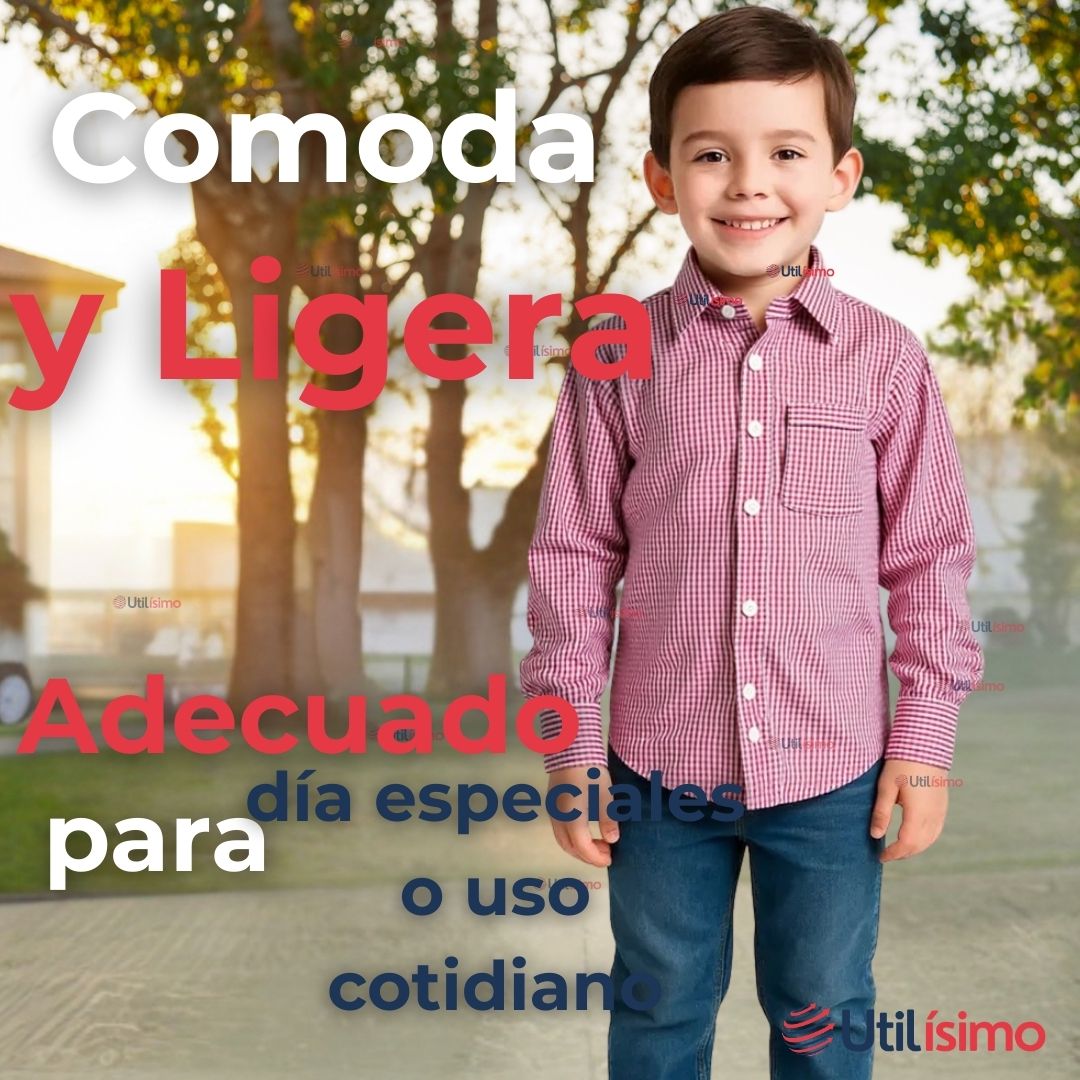 PACK 3 CAMISA HUASO CUADRILLE ALGODON NIÑO JUVENIL COLOR ROJO - 6