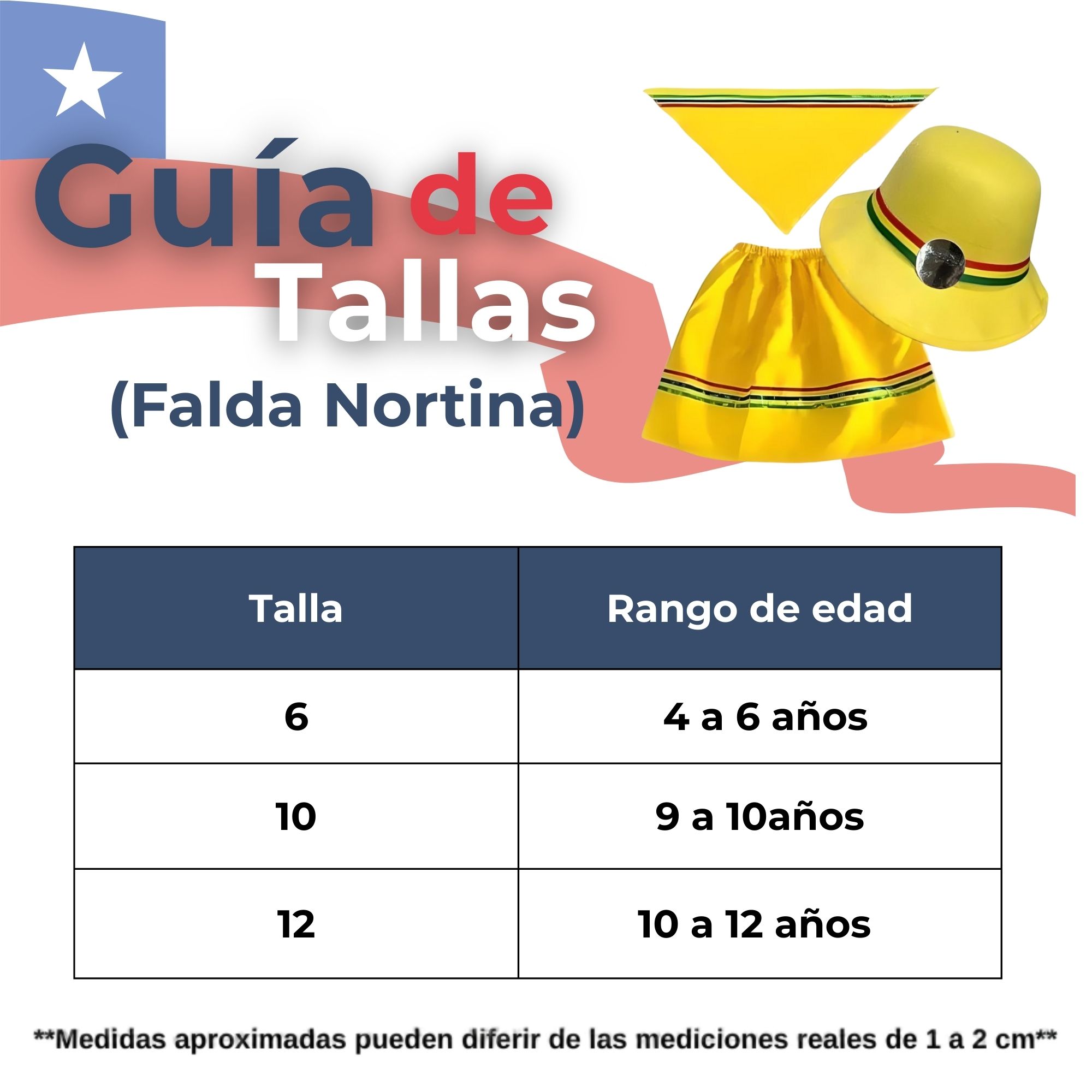 TRAJE NORTINO NIÑA 3 PIEZAS + POLERA BLANCA FIESTAS PATRIAS BAILE NORTINO - 3