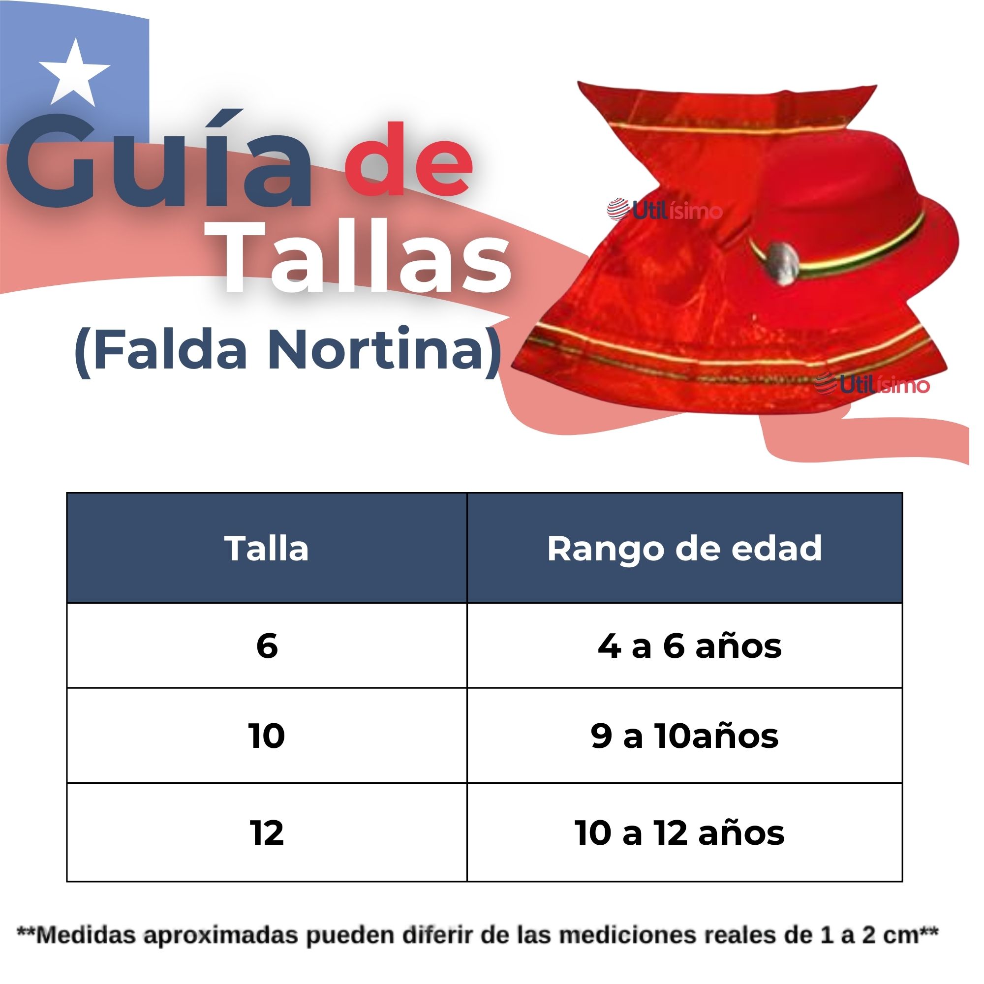PACK 3 TRAJE NORTINO NIÑA 3 PIEZAS + POLERA BLANCA FIESTAS PATRIAS BAILE NORTINO - 4