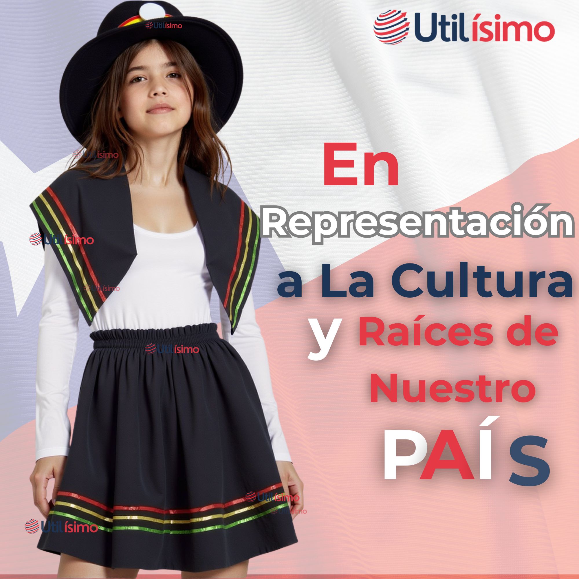 TRAJE NORTINO NIÑA 3 PIEZAS + POLERA BLANCA FIESTAS PATRIAS BAILE NORTINO - 8