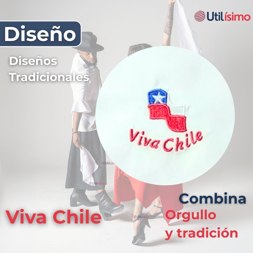 PACK 6 PAÑUELOS BLANCOS BORDADO VIVA CHILE BAILE CUECA 36CM - 4