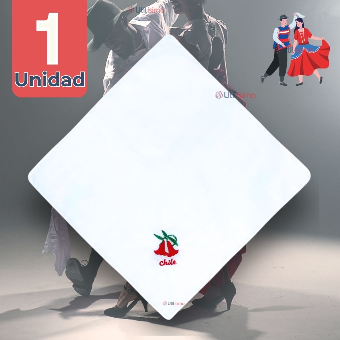 PAÑUELO BAILE CUECA 36 CM BORDADO COPIHUE FIESTAS PATRIAS - 1