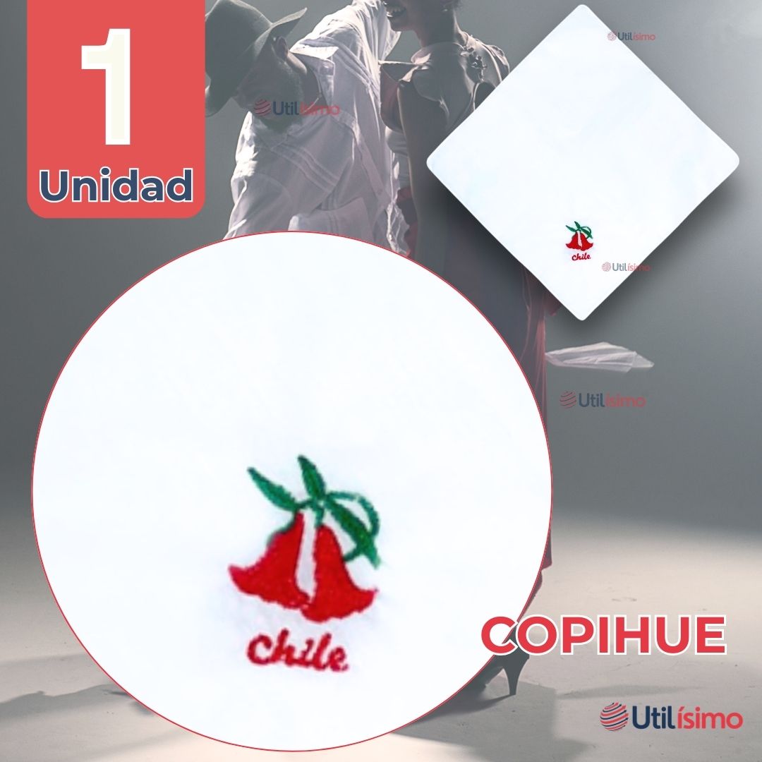 PAÑUELO BAILE CUECA 36 CM BORDADO COPIHUE FIESTAS PATRIAS - 2