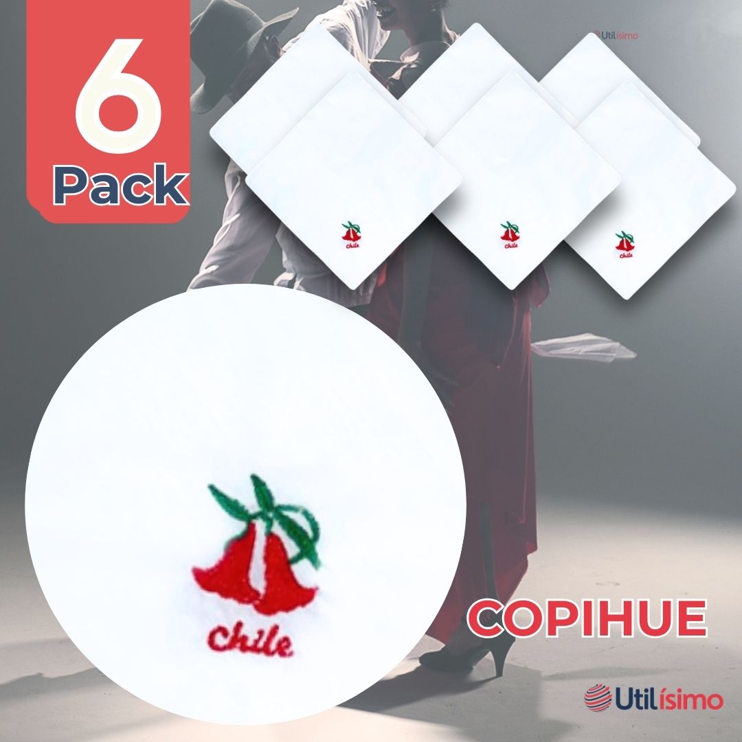 PACK 6 PAÑUELOS BAILE CUECA 36 CM BORDADOS VIVA CHILE FIESTAS PATRIAS - 2