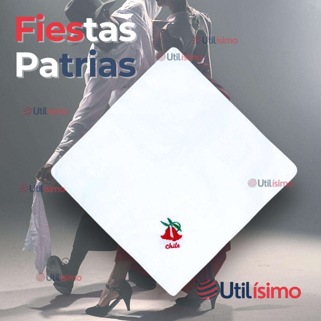 PACK 6 PAÑUELOS BAILE CUECA 36 CM BORDADOS VIVA CHILE FIESTAS PATRIAS - 7