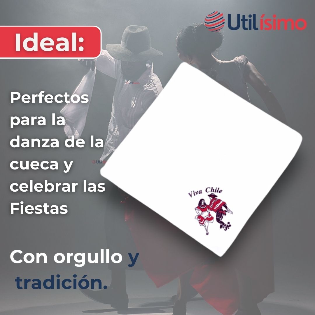 PACK 3 PAÑUELOS BAILE CUECA 36CM BORDADO PAREJA FIESTAS PATRIAS - 6