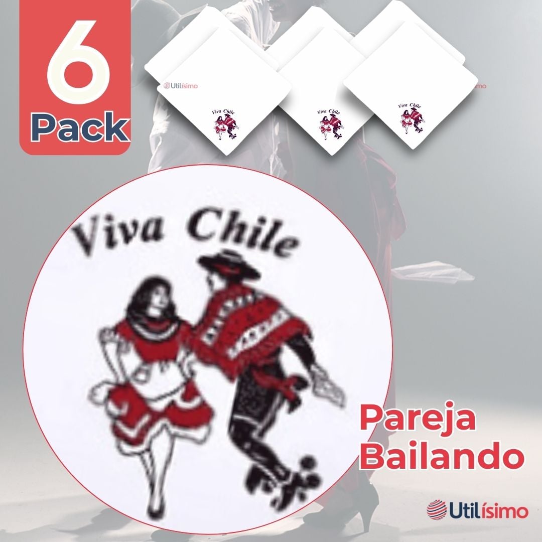 PACK 6 PAÑUELOS BAILE CUECA 36CM BORDADO PAREJA FIESTAS PATRIAS - 2