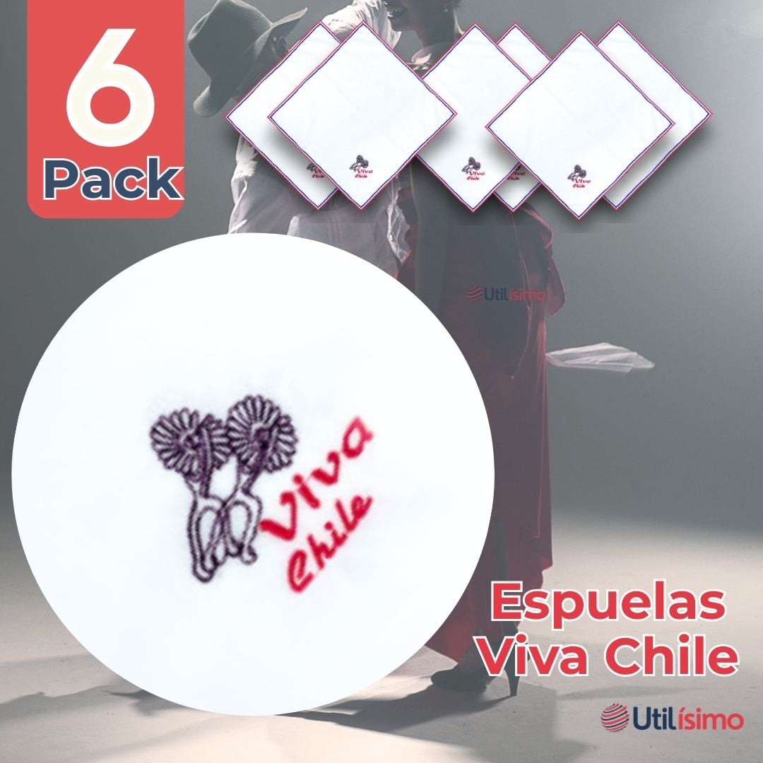 PACK 6 PAÑUELOS BAILE CUECA 45CM BORDADO ESPUELAS FIESTAS PATRIAS - 2