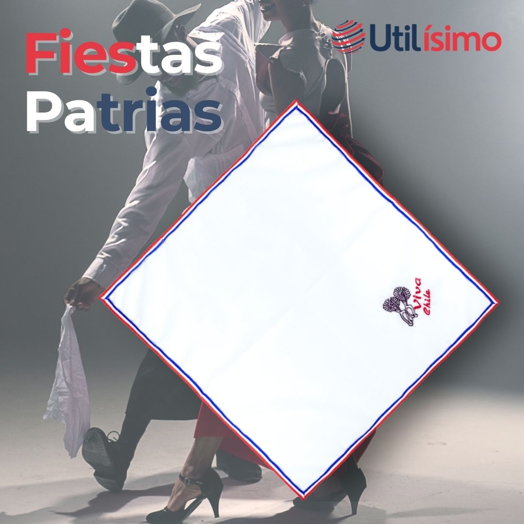 PACK 6 PAÑUELOS BAILE CUECA 45CM BORDADO ESPUELAS FIESTAS PATRIAS - 8