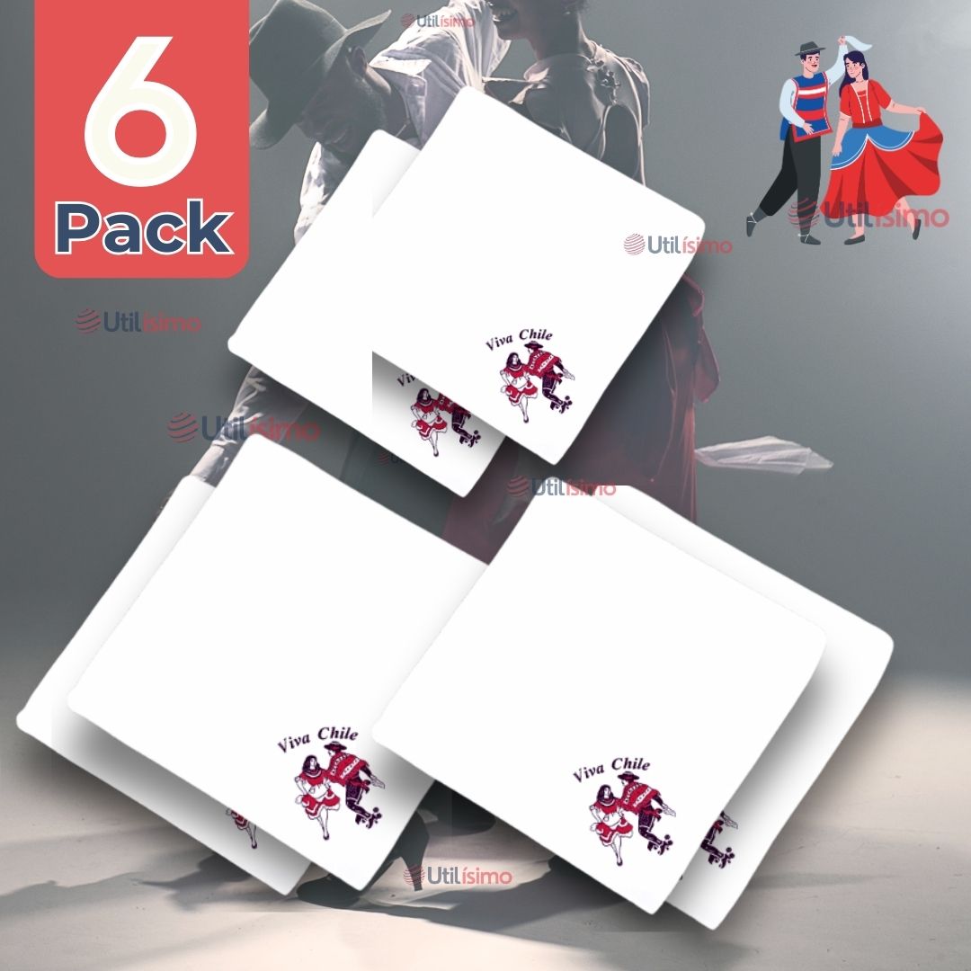 PACK 6 PAÑUELOS BAILE CUECA 45CM BORDADO PAREJA FIESTAS PATRIAS - 1
