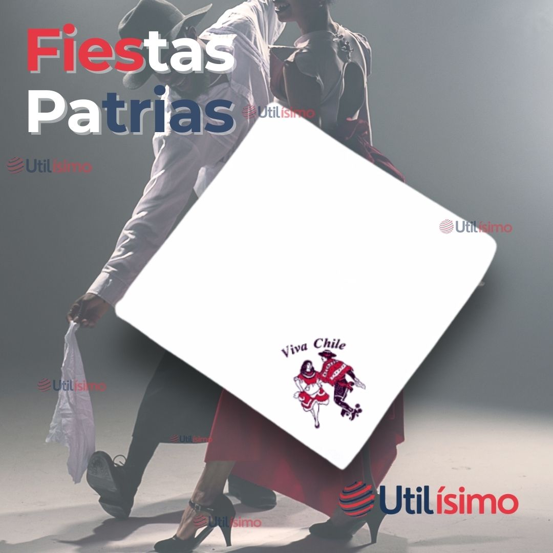 PACK 6 PAÑUELOS BAILE CUECA 45CM BORDADO PAREJA FIESTAS PATRIAS - 7