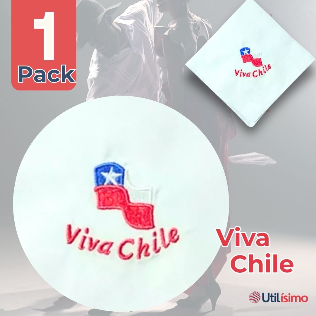 PAÑUELOS BAILE CUECA 45CM BORDADO VIVA CHILE FIESTAS PATRIAS - 2