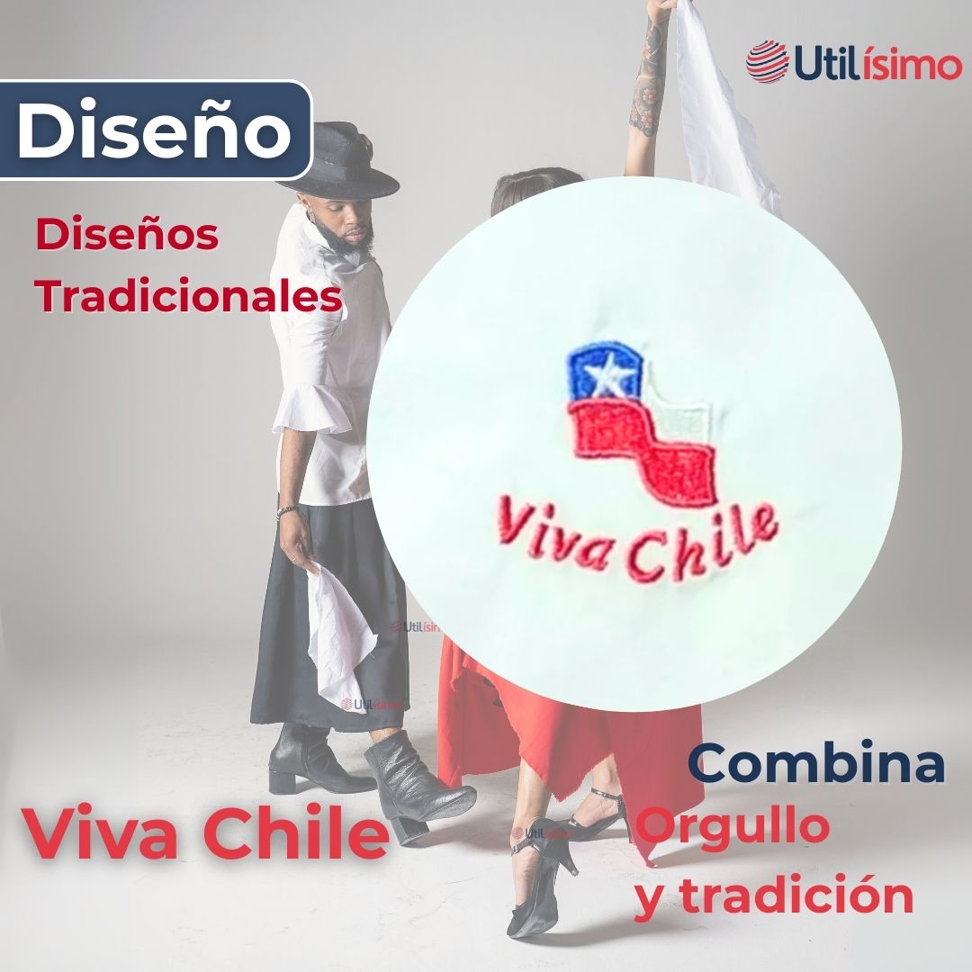 PAÑUELOS BAILE CUECA 45CM BORDADO VIVA CHILE FIESTAS PATRIAS - 4