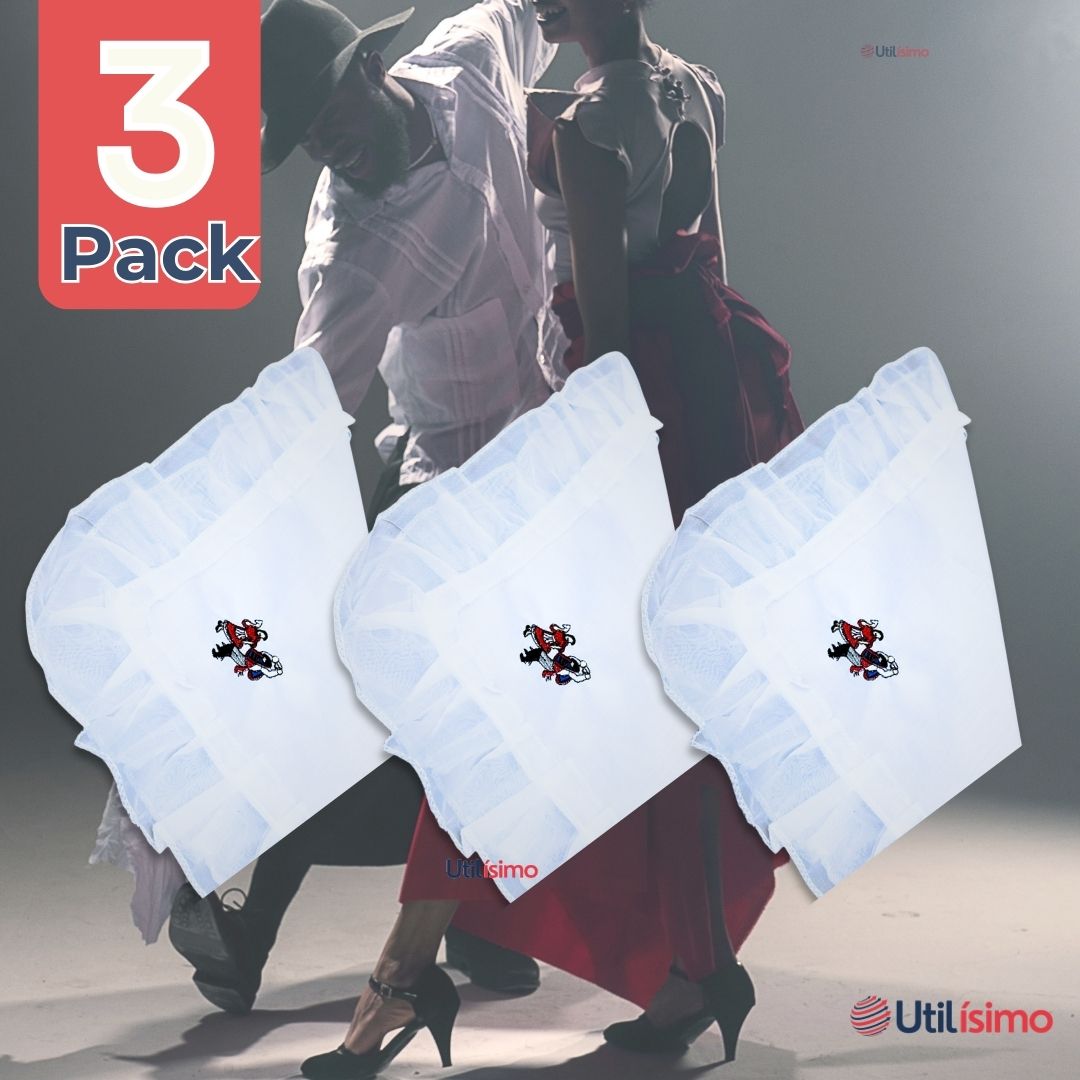 PACK 3 PAÑUELOS BAILE CUECA 36 CM CON BORDES PAREJA FIESTAS PATRIAS - 1