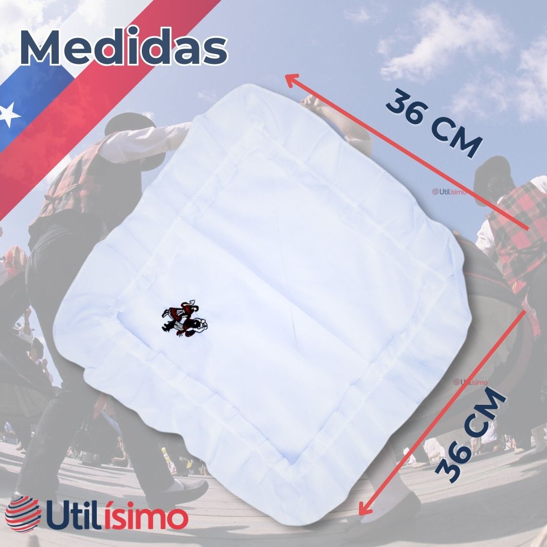 PACK 3 PAÑUELOS BAILE CUECA 36 CM CON BORDES PAREJA FIESTAS PATRIAS - 3