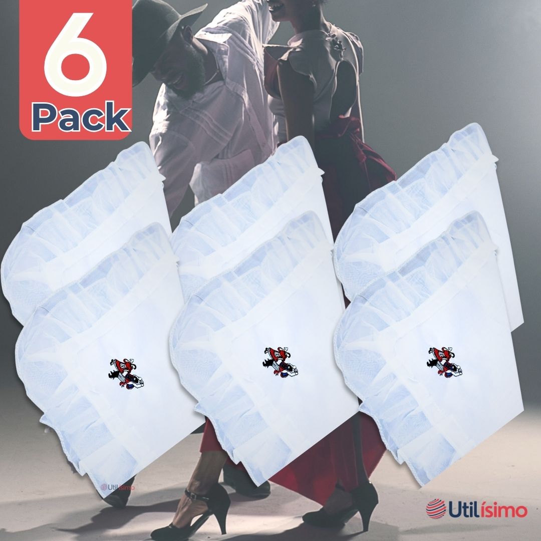 PACK 6 PAÑUELOS BAILE CUECA 36 CM CON BORDES PAREJA FIESTAS PATRIAS - 1