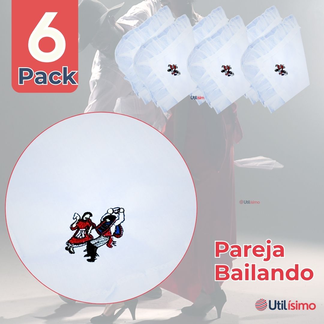PACK 6 PAÑUELOS BAILE CUECA 36 CM CON BORDES PAREJA FIESTAS PATRIAS - 2