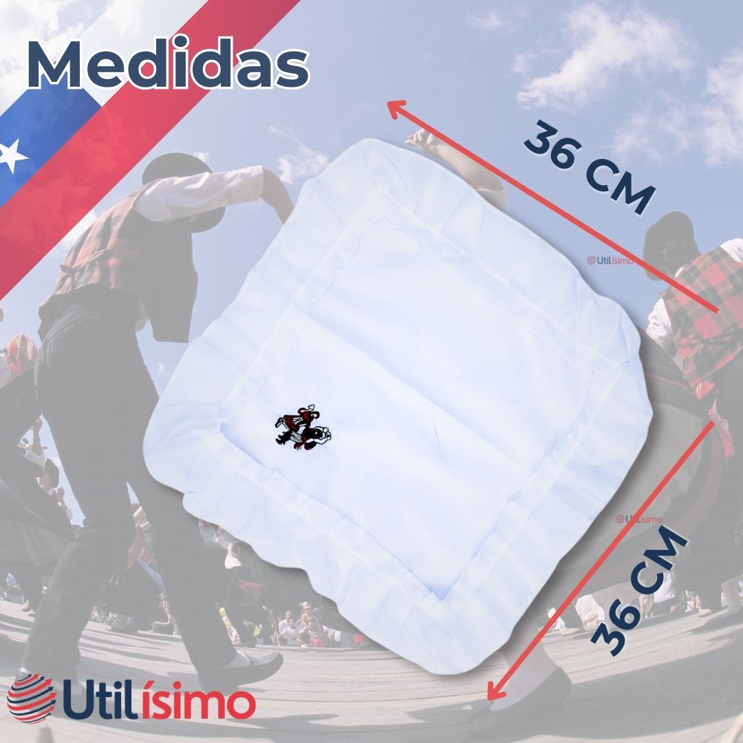 PACK 6 PAÑUELOS BAILE CUECA 36 CM CON BORDES PAREJA FIESTAS PATRIAS - 3