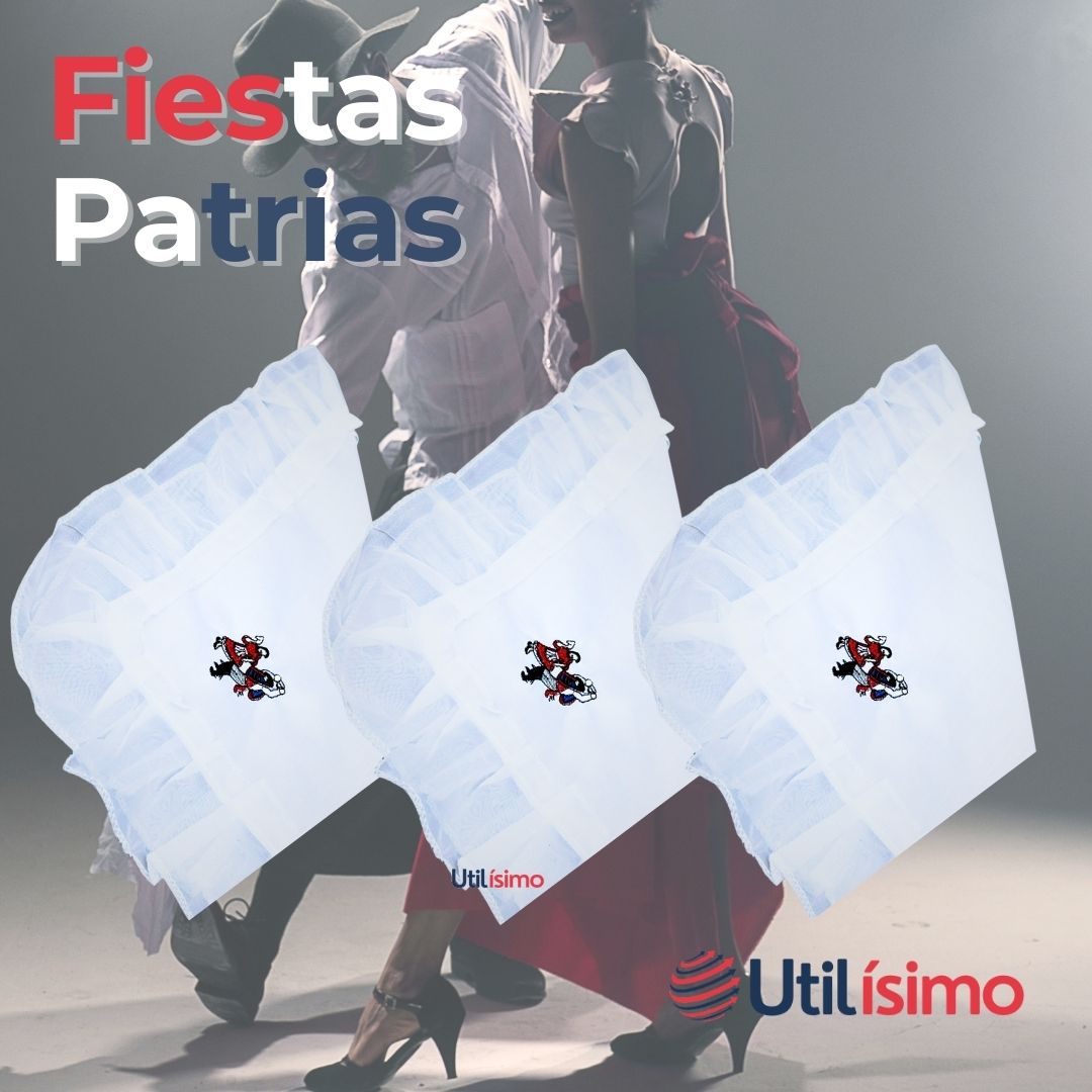 PACK 6 PAÑUELOS BAILE CUECA 36 CM CON BORDES PAREJA FIESTAS PATRIAS - 7