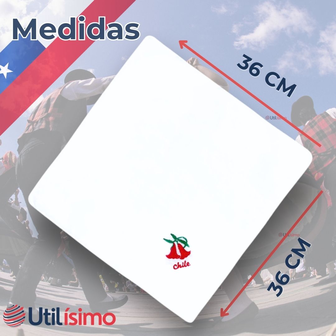 PAÑUELO BAILE CUECA 36 CM BORDADOS FIESTAS PATRIAS SURTIDOS - 3