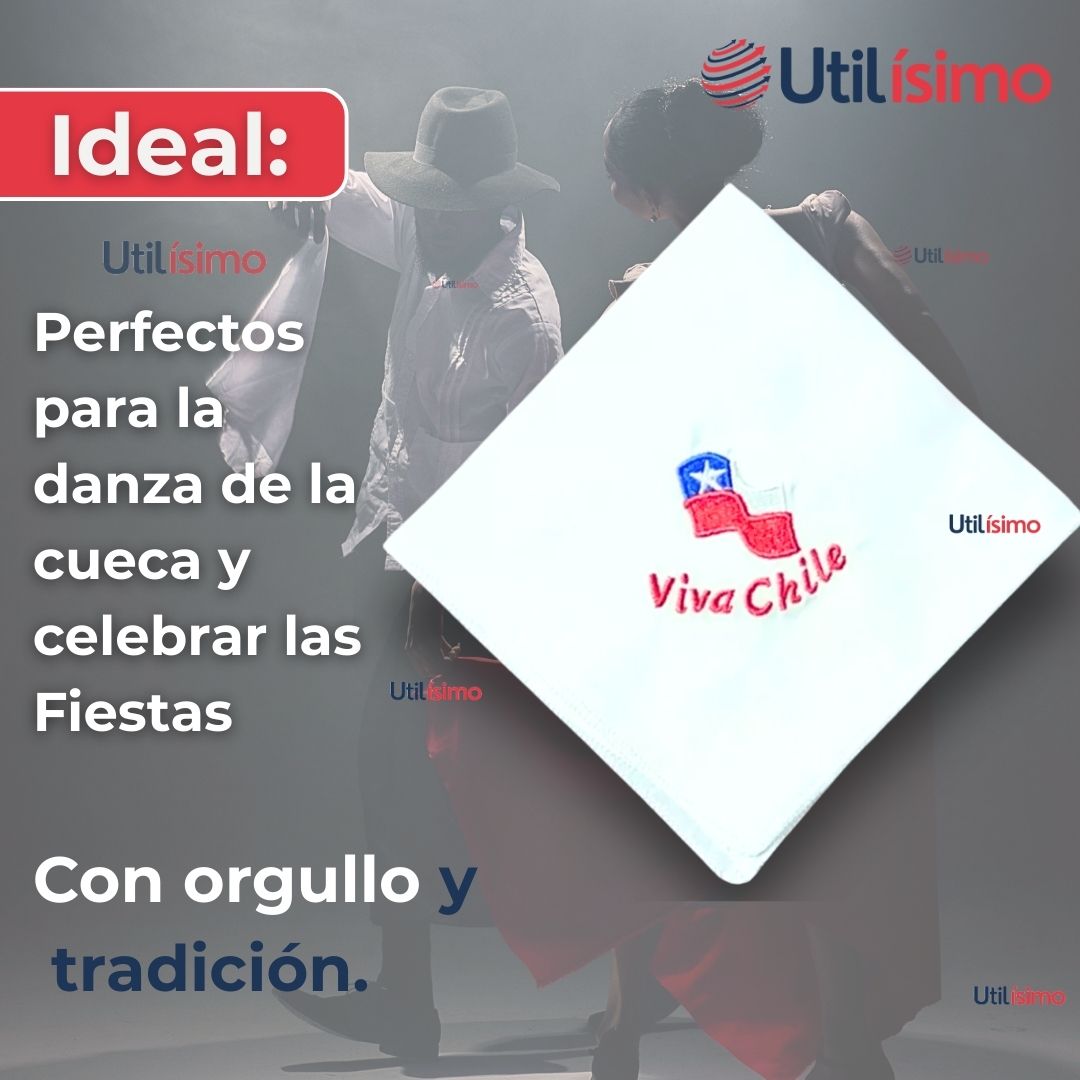 PAÑUELO BAILE CUECA 36 CM BORDADOS FIESTAS PATRIAS SURTIDOS - 5