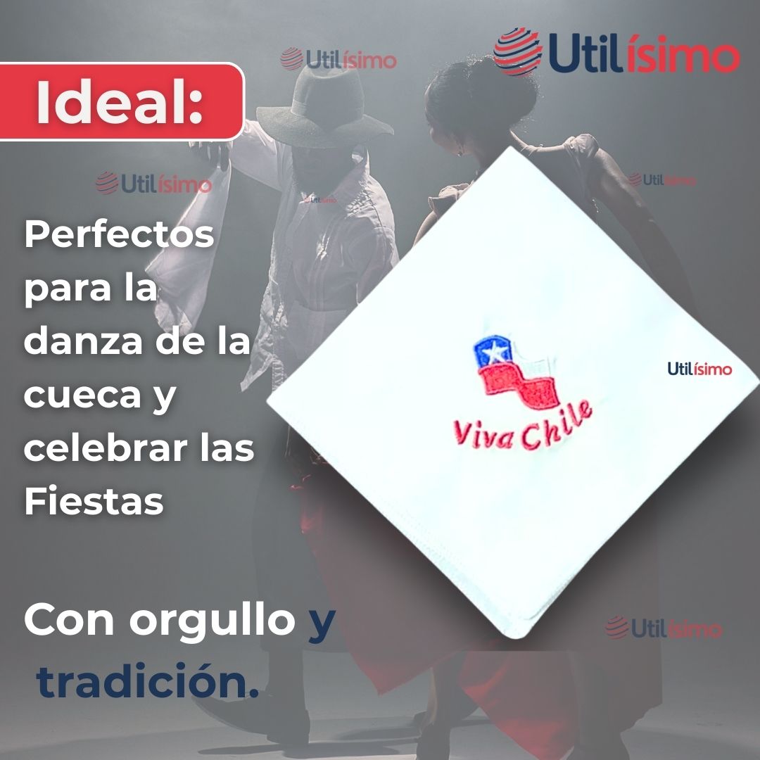 PAÑUELO BAILE CUECA 45 CM BORDADOS FIESTAS PATRIAS SURTIDOS - 5