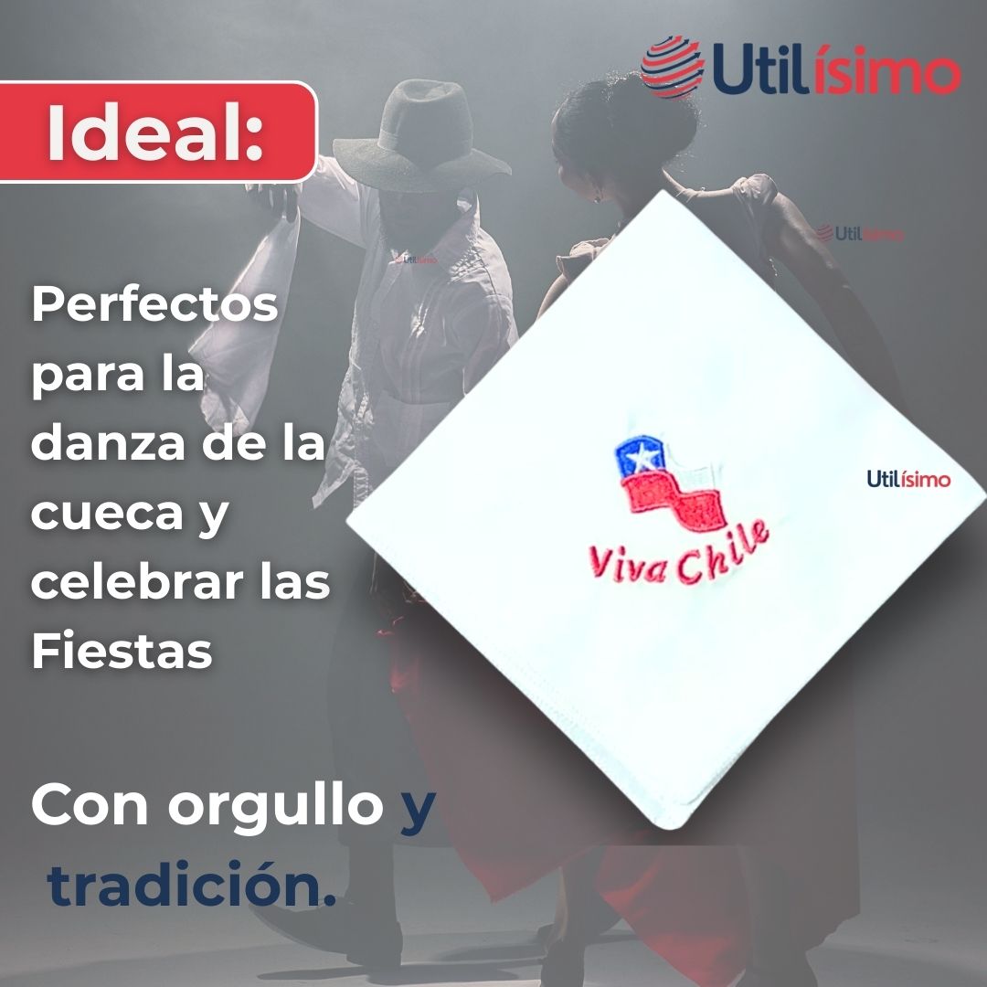 PACK 6 PAÑUELO BAILE CUECA 45 CM BORDADOS FIESTAS PATRIAS SURTIDOS - 5