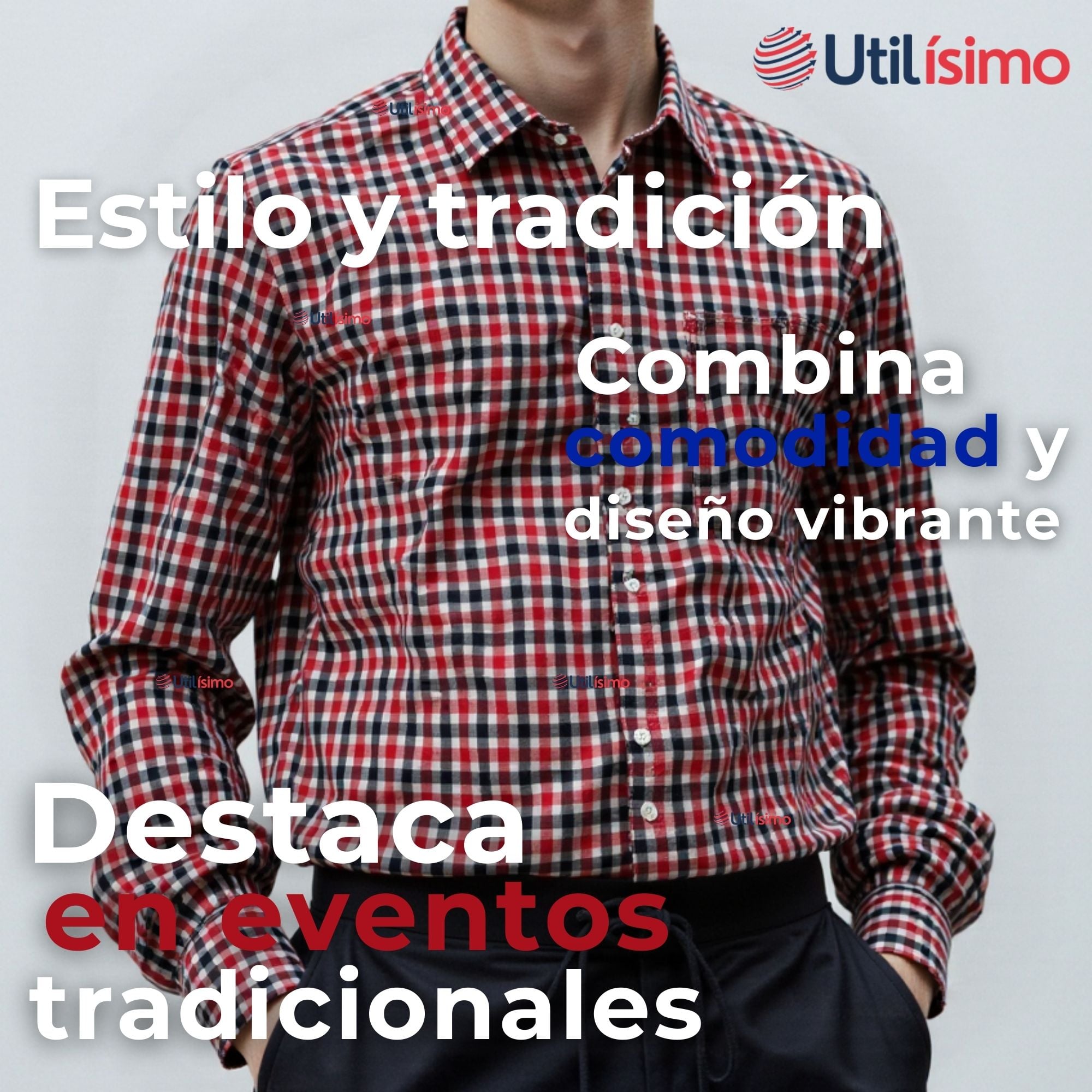 CAMISA HUASO CUADRILLE CUADRO MANGA LARGA 100% ALGODON NEGRO ROJO CASUAL - 6