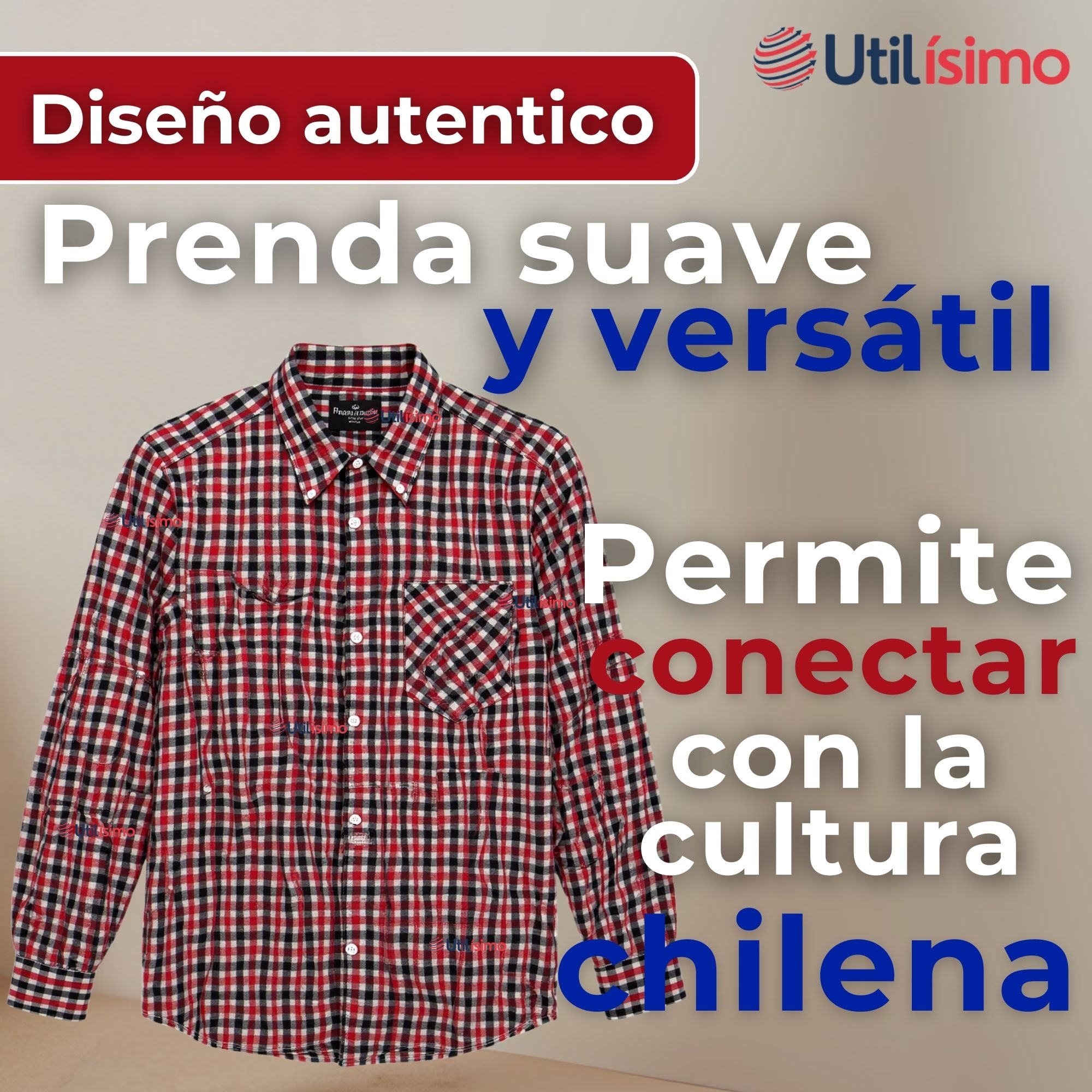 CAMISA HUASO CUADRILLE CUADRO MANGA LARGA 100% ALGODON NEGRO ROJO CASUAL - 7
