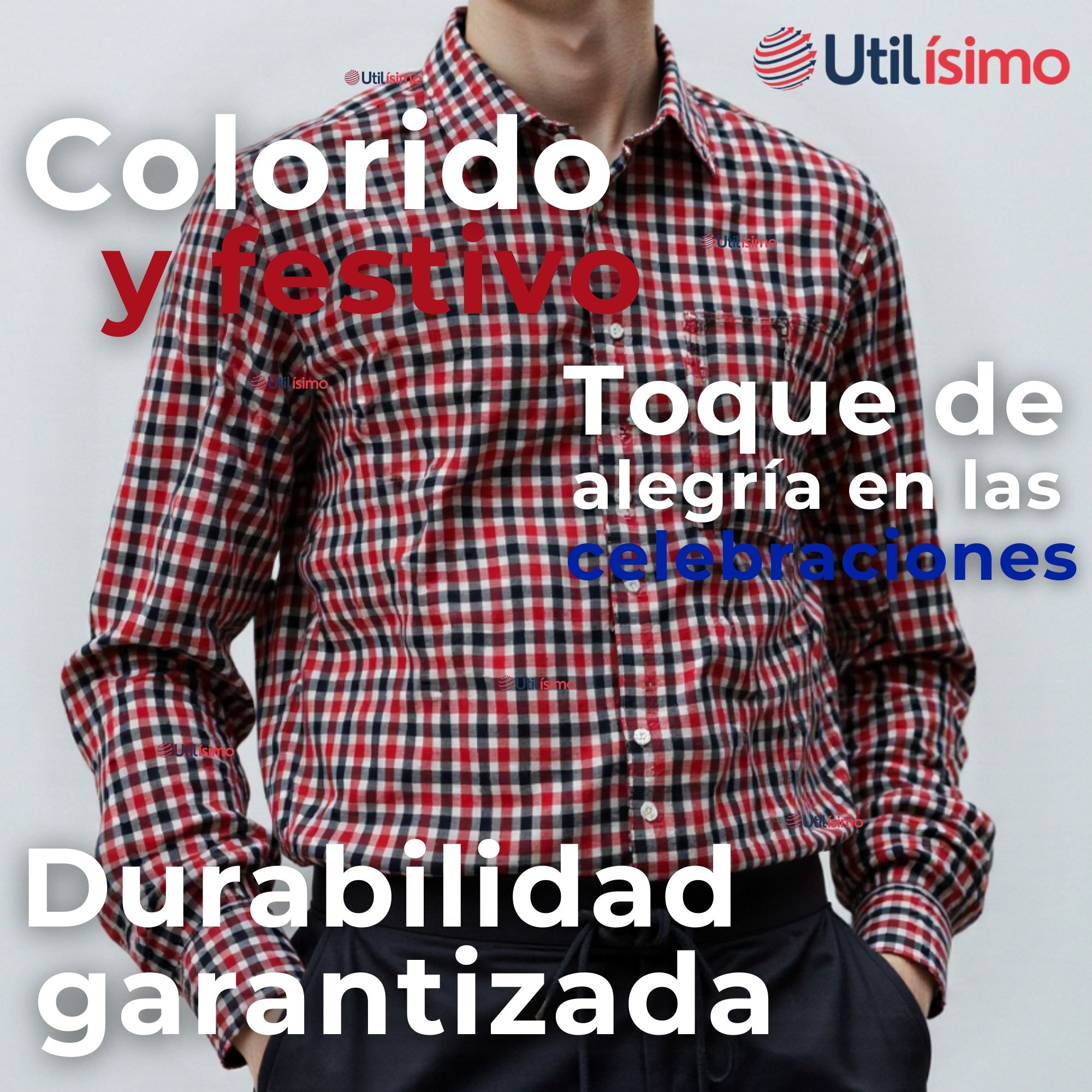 CAMISA HUASO CUADRILLE CUADRO MANGA LARGA 100% ALGODON NEGRO ROJO CASUAL - 8