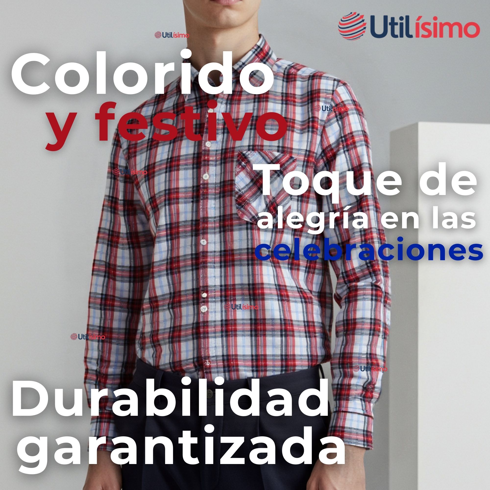 CAMISA HUASO CUADRILLE CUADRO MANGA LARGA 100% ALGODON AZUL BLANCO CASUAL - 8
