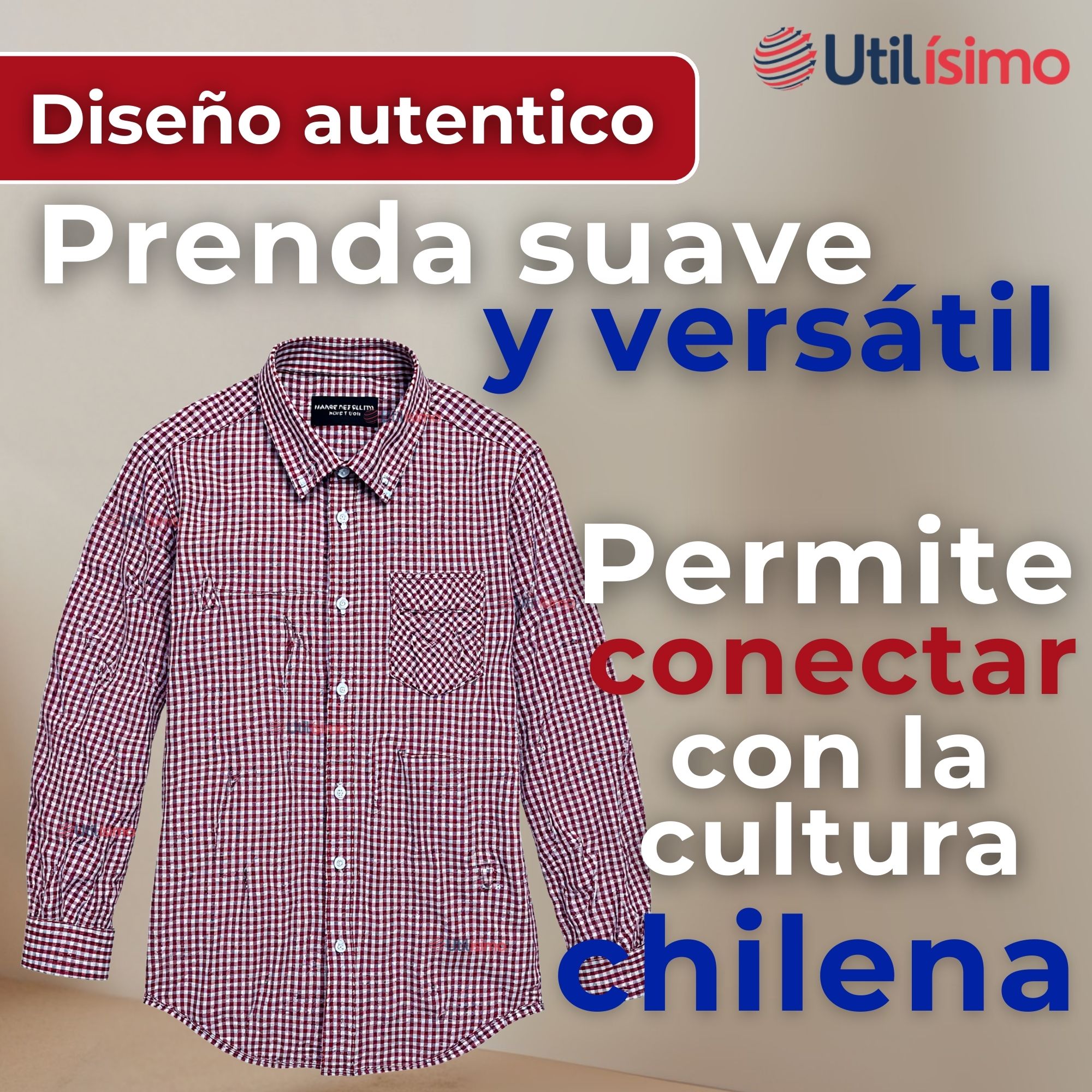CAMISA HUASO CUADRILLE CUADRO MANGA LARGA 100% ALGODON ROJO NEGRO CASUAL - 7